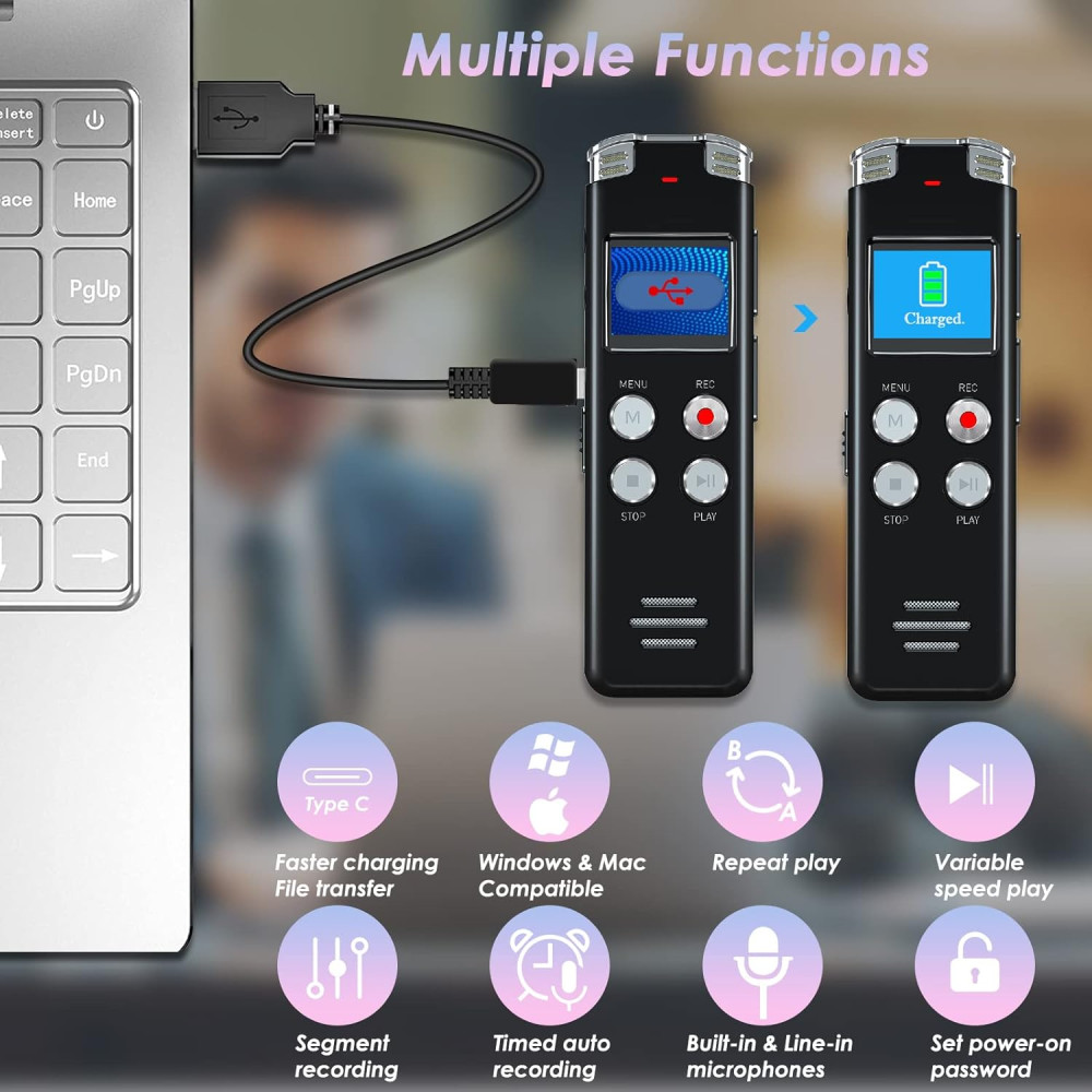 Цифровой мини диктофон EVISTR L157 USB, MP3 с кристально чистым звуком
