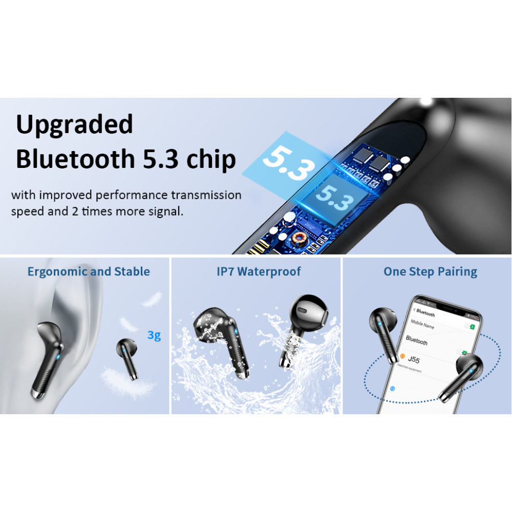 Bluetooth- навушники Drsaec (J55), Bluetooth 5.3, 56 годин відтворення