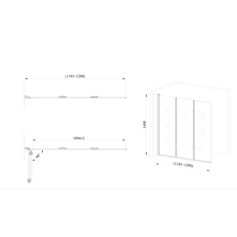 Скляна шторка для ванни AVKO Glass RDW02-J3 120х140 Silver