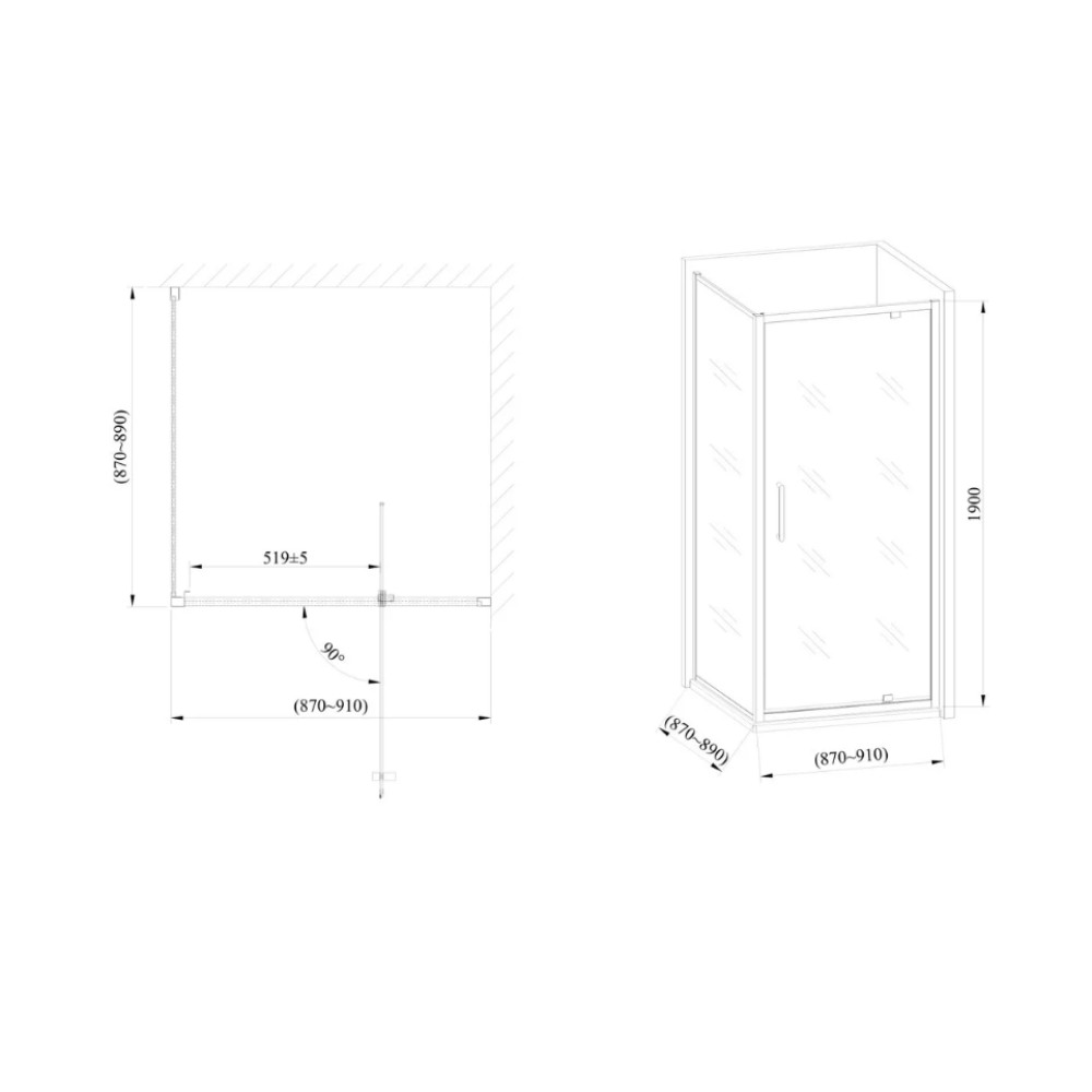 Скляна душова кабіна AVKO Glass RDJ06 90x90x190 Black