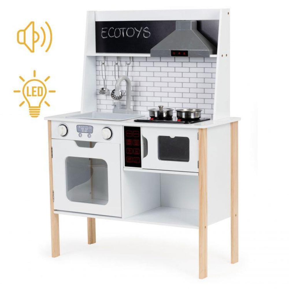 Детская деревянная кухня Ecotoys PLK537, звуковые и световые эффекты