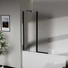 Скляна шторка для ванни  AVKO Glass W436 50+40x140 Black Frostet