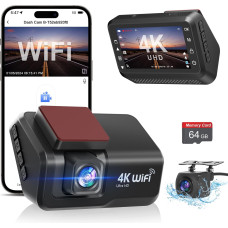 Двухканальный видеорегистратор Otovoda Передняя и задняя камера 4K+1080P WiFi с приложением