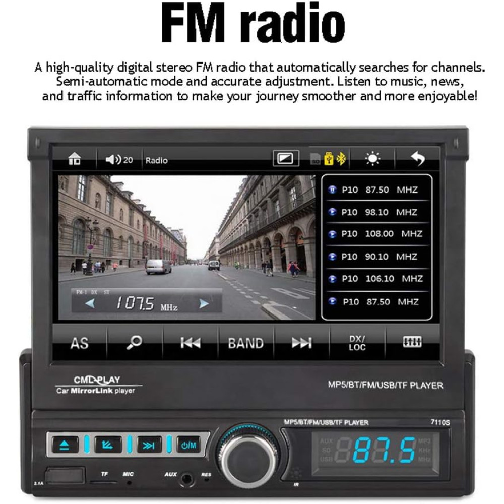 АвтоМагнитола LUOAN (Pioneer) 7110S с выдвижным экраном + Камера заднего вида