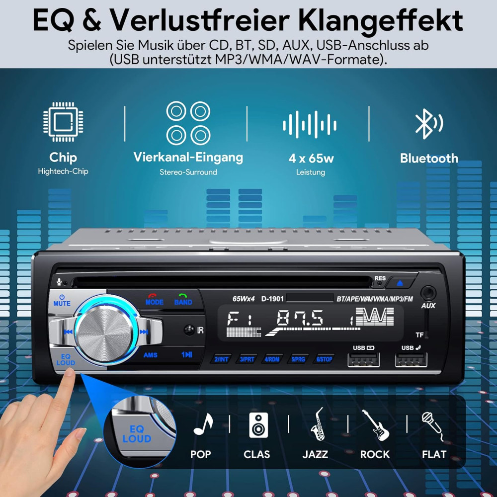 Автомагнітола CENXINY D1901 с DVD-CD-плеєром,1 DIN, MP3-плеєр/FM-радіо, Android и iOS