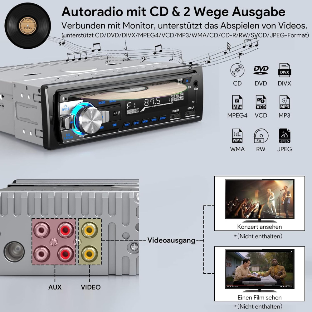 Автомагнітола CENXINY D1901 с DVD-CD-плеєром,1 DIN, MP3-плеєр/FM-радіо, Android и iOS