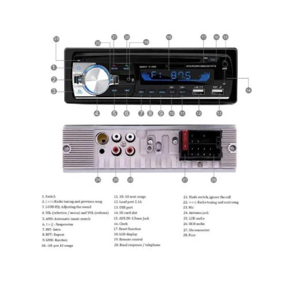 Автомагнітола CENXINY D1901 с DVD-CD-плеєром,1 DIN, MP3-плеєр/FM-радіо, Android и iOS