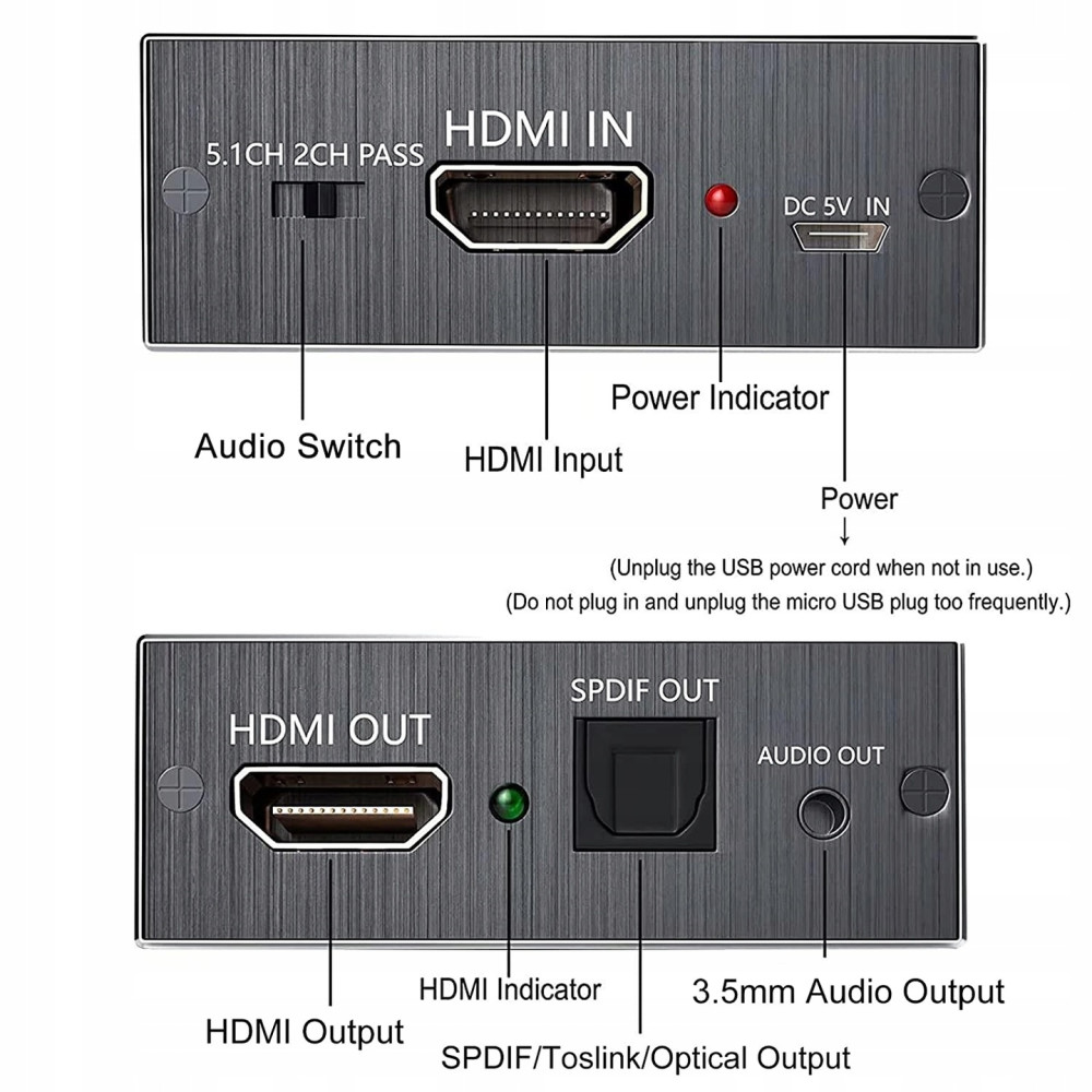 HDMI Audio Разветвитель Adapter ROOFULL 4K HDMI, HDMI Конвертер, экстрактор