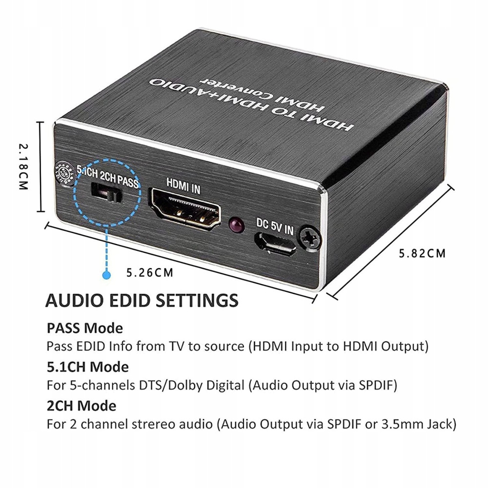 HDMI Audio Разветвитель Adapter ROOFULL 4K HDMI, HDMI Конвертер, экстрактор