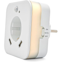 Светодиодный ночник - розетка smrter с датчиком движения , с 2 USB-разъемами