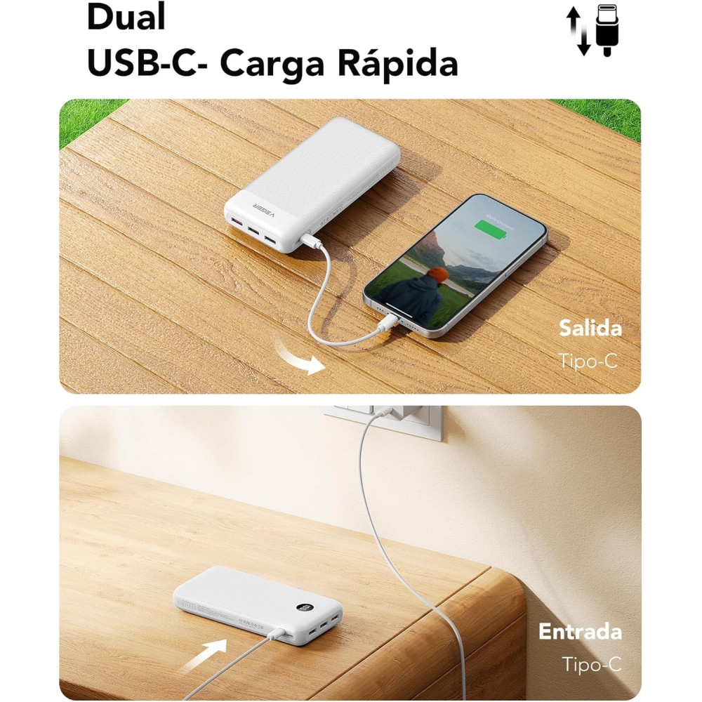 VEGER Power Bank Повербанк 27000 мАч 20 Вт быстрая зарядка, USB C, PD&QC 3.0