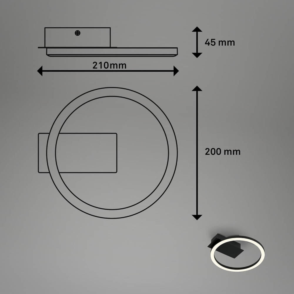 LED светильник BRILO 5W 500 lm 3000K теплый белый, размер 210 x 200 x 45 мм