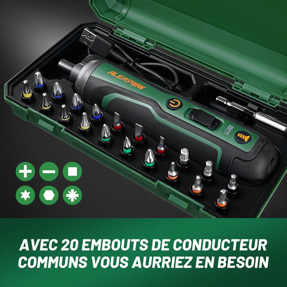 Аккумуляторная отвертка ALEAPOW модель O1 Pro, 3,6 В 5 Нм + 20 бит в комплекте, TYPE-C