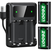 Зарядная станция BEBONCOOL для двух аккумуляторных батарей емкостью 2600 mAh для геймпада консолидки