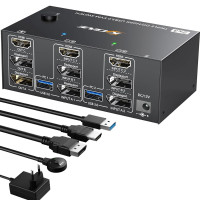 Свитч/коммутатор HDMI Switch 2 порта, KCEVE USB 3.0 KVM Switcher Box,