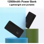 Павербанк Power Bank 12000mAh з функцією швидкої зарядки, РК-дисплей SLuB