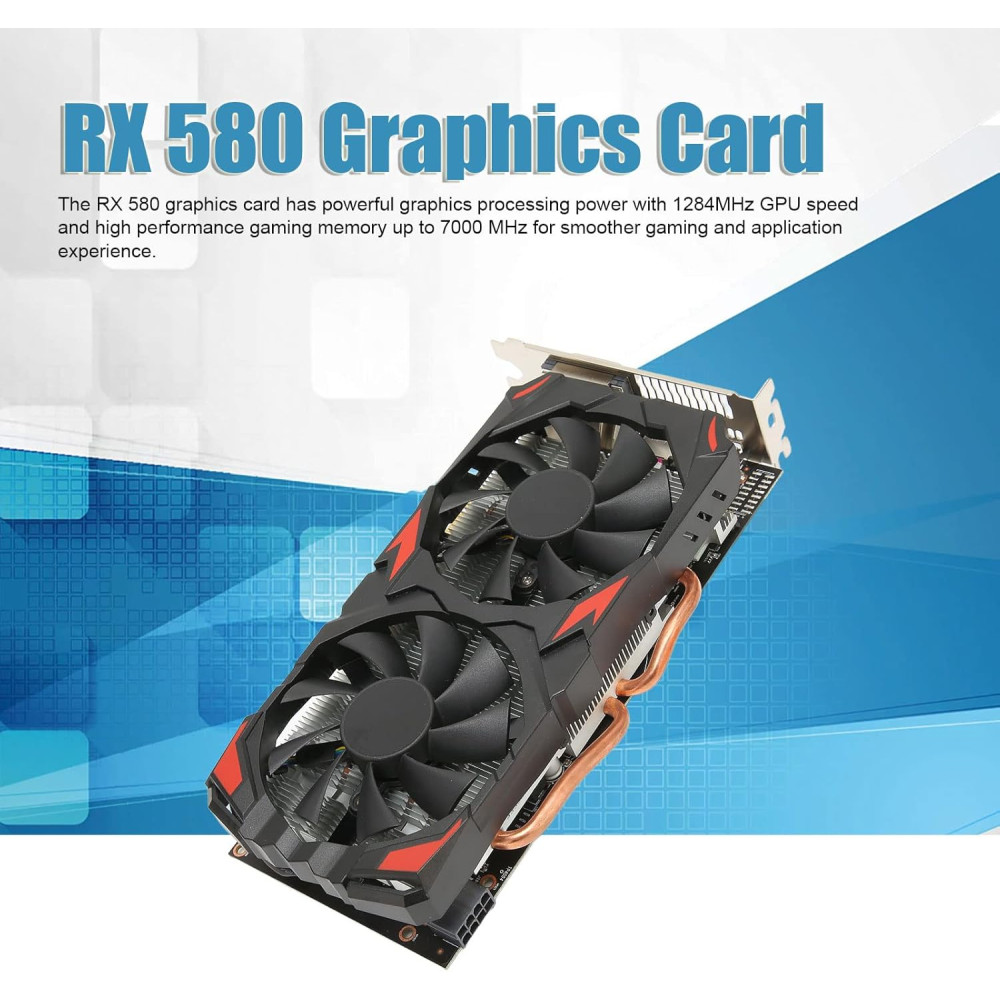 Игровая видеокарта RX 580, два вентилятора 256 бит 8 ГБ GDDR5, 16x PCI Express 3.0
