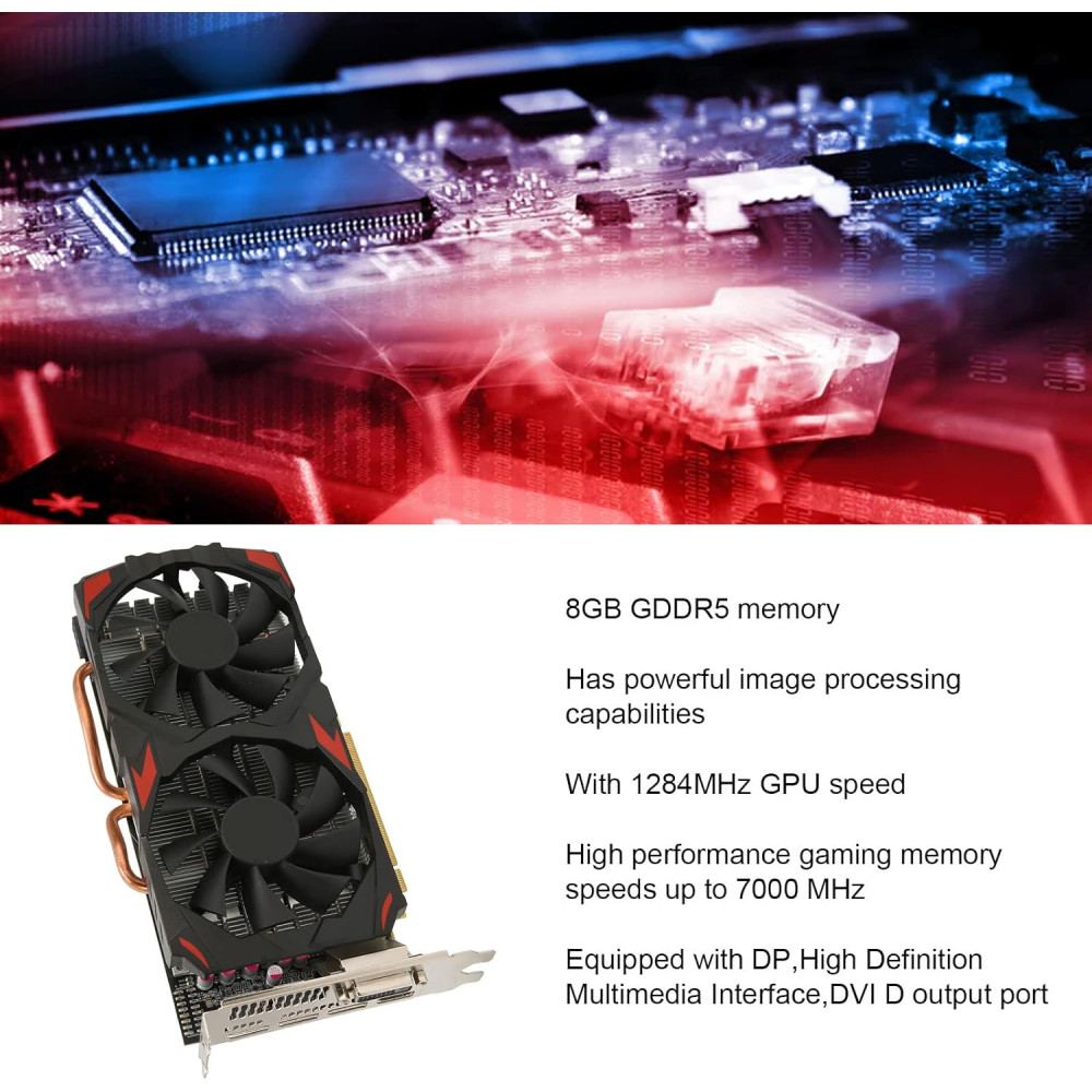 Игровая видеокарта RX 580, два вентилятора 256 бит 8 ГБ GDDR5, 16x PCI Express 3.0