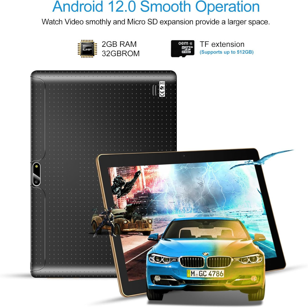 Планшет Padgene 10,1 дюйм на Android 12 со слотом для двух SIM, 2GB RAM+32 ROM