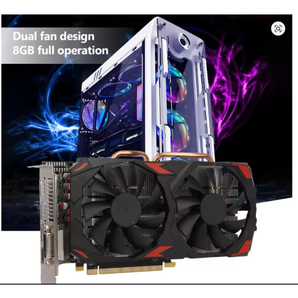 Игровая видеокарта RX 580, два вентилятора 256 бит 8 ГБ GDDR5, 16x PCI Express 3.0