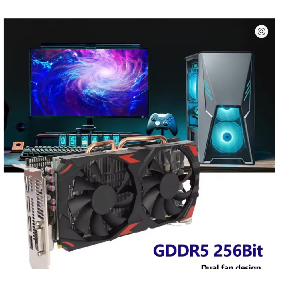 Игровая видеокарта RX 580, два вентилятора 256 бит 8 ГБ GDDR5, 16x PCI Express 3.0