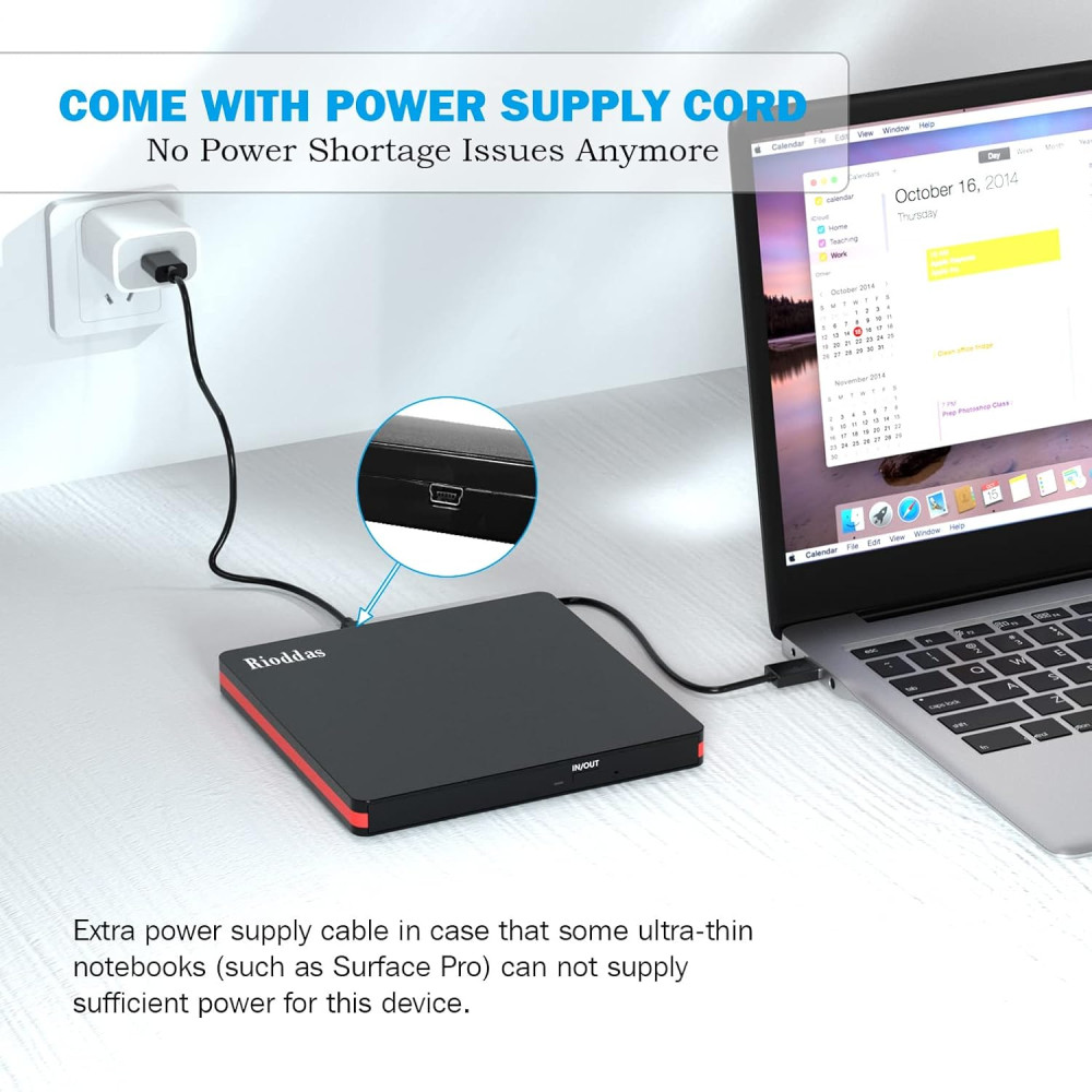 Внешний CD/DVD привод, CD-ROM, CD/DVD +/-RW, Rioddas USB 3.0