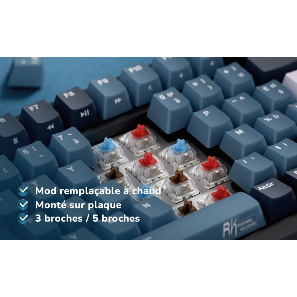Ігрова клавіатура RK ROYAL KLUDGE RK98, три режими, 2.4G/BT5.1/USB-C, 100 клавіш, гаряча заміна, RGB