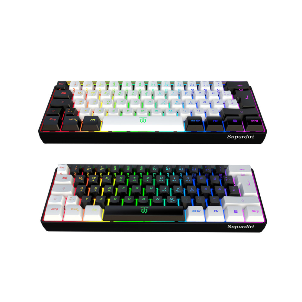 Маленькая компактная клавиатура Snpurdiri 60% с RGB-подсветкой для ПК, Mac, игр, 61 клавиша