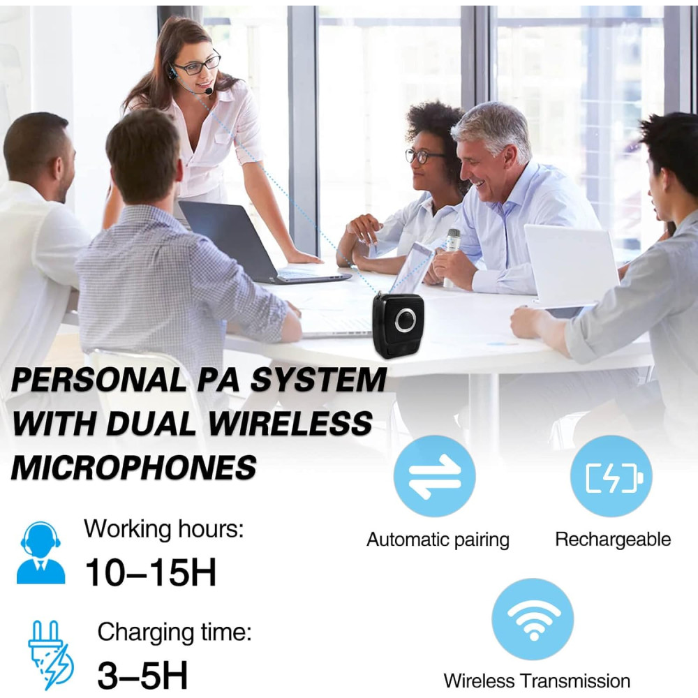 Усилитель голоса WinBridge с двумя микрофонами, мегафон, Bluetooth-динамик с микрофоном 