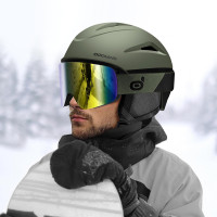 Горнолыжный шлем Odoland Snow Ski с защитными очками, Размер L (60-61 см)  ветрозащитный, противоударный 