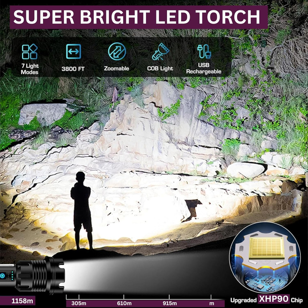 Набор из 3 аккумуляторных фонарей MaxiBright P90.2+ FocusLite Pro P20+ UV Mini, с функцией Power Bank