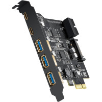 5-портовая карта, плата расширения SupaGeek USB 3.0 PCI-E (2 порта USB-C и 3 порта USB-A) для ПК