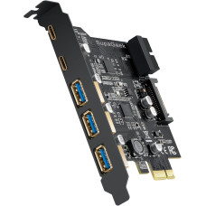 5-портовая карта, плата расширения SupaGeek USB 3.0 PCI-E (2 порта USB-C и 3 порта USB-A) для ПК