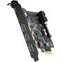 5-портовая карта, плата расширения SupaGeek USB 3.0 PCI-E (2 порта USB-C и 3 порта USB-A) для ПК