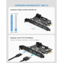 5-портовая карта, плата расширения SupaGeek USB 3.0 PCI-E (2 порта USB-C и 3 порта USB-A) для ПК