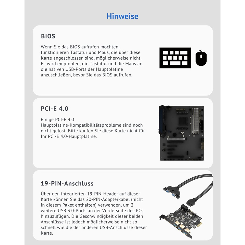 5-портовая карта, плата расширения SupaGeek USB 3.0 PCI-E (2 порта USB-C и 3 порта USB-A) для ПК